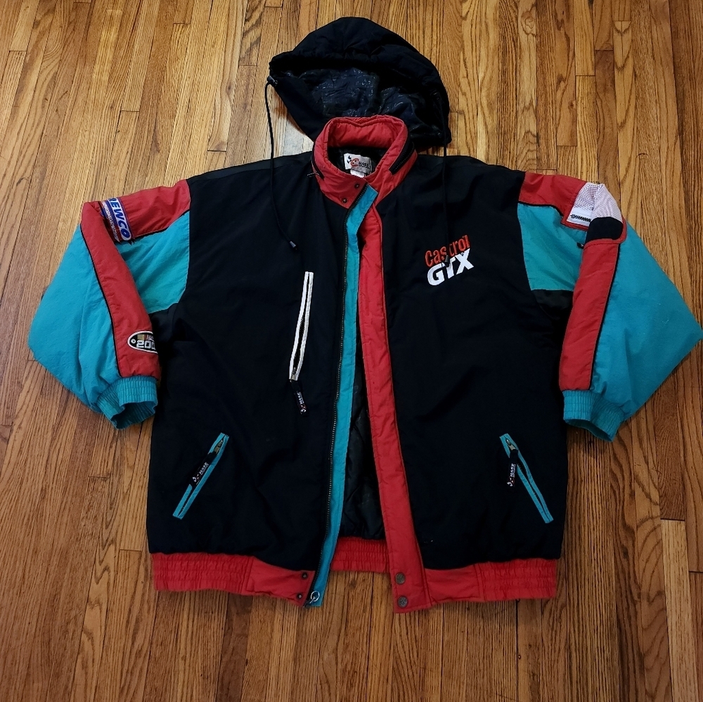 VTG Nascar 2000 Jacket Mens XL Color Block Hooded Casey Atwood 27 Chase Rare